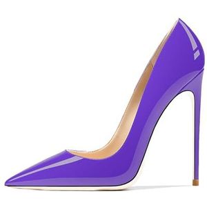 Recuriey Dames lakleren puntige neus 12cm hoge hak sandalen - grote maten beschikbaar- Elegante hofschoenen voor formele evenementen, sexy bruiloft, banket & feestschoenen,Purper,35 EU