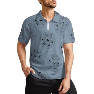 Skull Disc Heren Golf Polo Shirts Klassieke Fit Korte Mouw T-Shirt Gedrukt Casual Sportkleding Top S