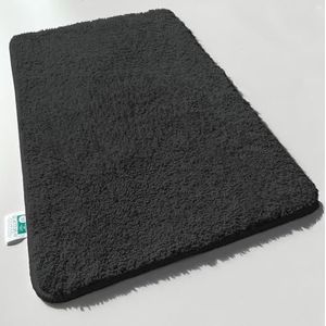 casa pura - Hoogpolige badmat ‘Sky Soft’ | zacht, pluizig, wasbaar, antislip badkamertapijt in Shaggy look | getest op schadelijke stoffen | 16 kleuren, 6 maten | 80 x 150 cm | zwart