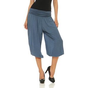 malito dames pofbroek kort in effen kleuren | Harembroek om te dansen | Aladdinbroek om te chillen - Vrijetijdsbroek 1483 (jeansblauw)