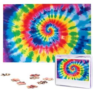 KHiry Puzzels, 1000 stukjes, gepersonaliseerde legpuzzels, tie-dye regenboog, fotopuzzel, uitdagende puzzel voor volwassenen, personaliseerbare puzzel met opbergtas (74,9 cm x 50 cm)