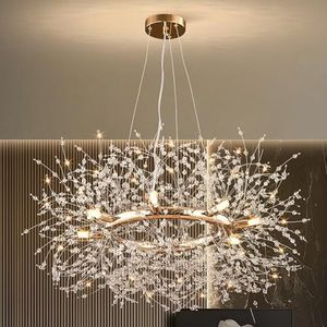 Moderne kristallen kroonluchter vuurwerk, 8 lichts gouden kroonluchter verlichting plafondlamp voor eetkamer, keuken, woonkamer, slaapkamer