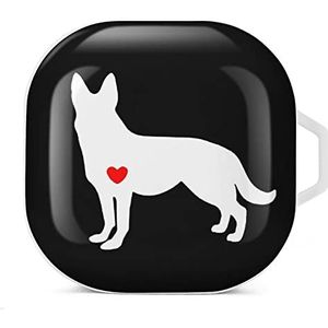 Duitse herder hond oordopjes hoesje compatibel met Samsung harde schaal beschermhoes witte stijl