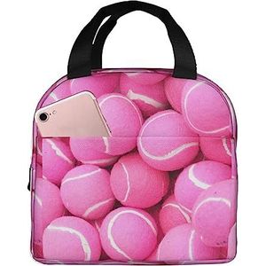 SUHNGE Felroze tennisballen print kantoorwerk licht geïsoleerde lunchbox voor dames en heren duurzame draagtas