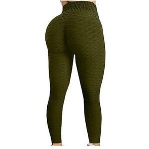 Yogabroek met hoge taille, heuplift en buikverstrakking Fitness hardloopyogabroek for dames, trainingslegging (Color : Army Green, Size : L)