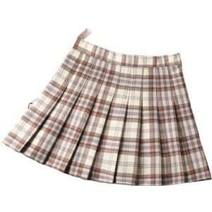 Geplooide Rok Geplooide Rok Zomer Dameskleding 2022 Lente Mode Preppy Stijl Meisje Uniform A-lijn Mini Rokken, Abrikoos Gele Plaid, XS