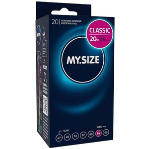 MY.SIZE Classic Condooms 64 mm breed, 20 stuks, premium condooms, extra dun, zachte en zachte condooms, dunne wand 0,07 mm