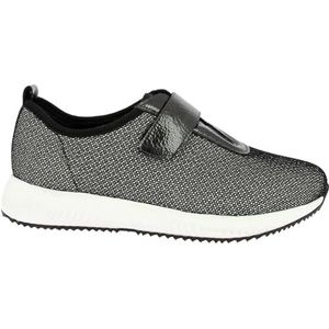 Doctor Cutilas Vrijetijdsschoen voor dames, rubberen zool, uitneembare binnenzool, lakleer, glans, sleehak, stof, klittenbandsluiting voor dames, Antraciet, 36 EU