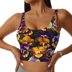 SABFWF Viooltje Perfection Print Yoga BH's, High Impact Support, Longline Design, voor Fitness, Hardlopen en meer, Zwart, S