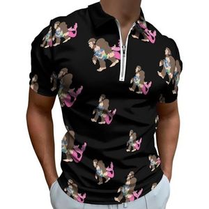 Bigfoot Zeemeermin dragen Poloshirts met halve rits voor mannen, slim fit T-shirt met korte mouwen, sneldrogend golftops T-shirts XL