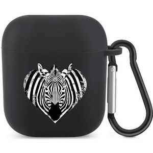 Zebra Hart voor Zebra Liefhebbers Leuke Case voor AirPods 2&1 Schokbestendige Beschermende Hoofdtelefoon Gevallen Cover Met Sleutelhanger voor Mannen Vrouwen