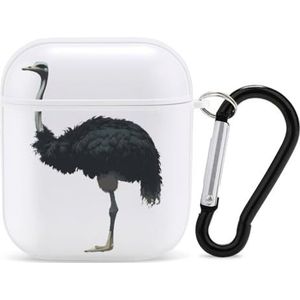 Struisvogel Leuke Case voor AirPods 2 & 1 Schokbestendige Beschermende Hoofdtelefoon Gevallen Cover Met Sleutelhanger Voor Mannen Vrouwen