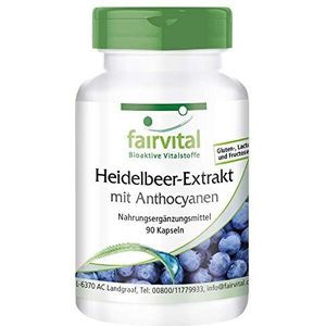 Fairvital | Blauwe bosbessen extract met 25% anthocyanen - voedingssupplement 90 capsules - HOOG GEDOSEERD - VEGAN