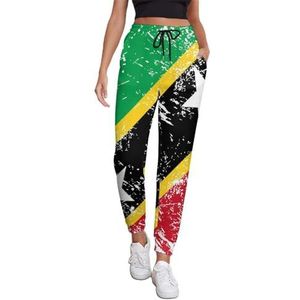 Nevis Retro vlag dames joggingbroek running joggingbroek casual broek elastische taille lang met zakken
