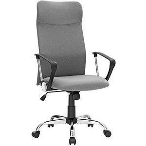 SONGMICS bureaustoel, ergonomische bureaustoel, draaistoel, gestoffeerde zitting, stoffen bekleding, in hoogte verstelbaar en kantelbaar, tot 120 kg draagvermogen, grijs OBN034G01