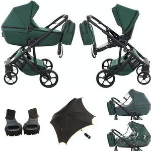 Nieuwheid! Originele Junama Termo Tex V3 modulaire systemen combi-kinderwagen 2-in-1 + originele adapter Exclusive Prams (03 groen)