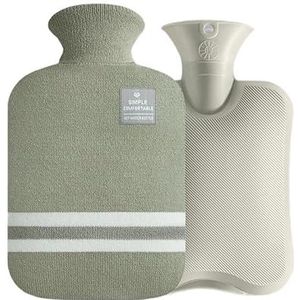 Warmwaterkruik 1000/2000 ml warmwaterflessen zak watervullende warmwaterzak voor vrouwelijke warme buik handen en voeten houden hand warmer warm waterzak warm water zak (groen 2000 ml)