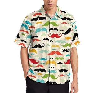 Snor in vintage stijl zomer herenoverhemden casual korte mouwen button down blouse strand top met zak L