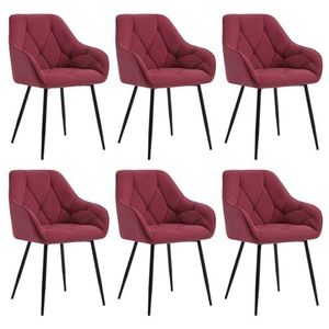 WOLTU EZS02bd-6 Eetkamerstoelen, 6-delige set, keukenstoel, stoel, eetkamer, woonkamer, ergonomische stoel, armleuning, gestoffeerde stoel, zitting van fluweel, metalen poten, bordeaux, set van 6