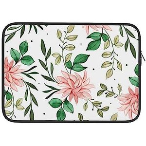 Aquarel Roze Bloemen Laptop Sleeve Tas Waterdichte Lichtgewicht Computer Cover Tas Notebook Draagtas Compatibel 15 Inch Laptop