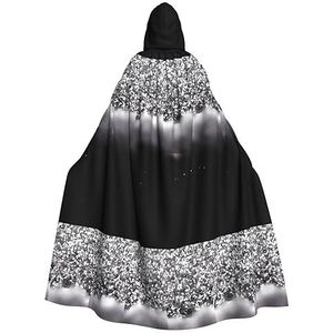 Zwart Wit Glitter Unisex Oversized Hoed Cape Voor Halloween Kostuum Party Rollenspel