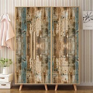 JOLIHOME Vintage Bruin Houten Comité Effect Zelfklevend Behang Muursticker 44x500cm Schil en Plak Contact Papier Vinylfolie Rol voor Keuken Deur Kabinet Bar Teller Slaapkamer