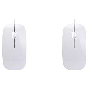 Tityvirnix 2 set Bedrade Ultradunne Mini Muis Desktop Computer Laptop Mat Zwart Wit Leuke Ergonomische Gaming Muis Wit