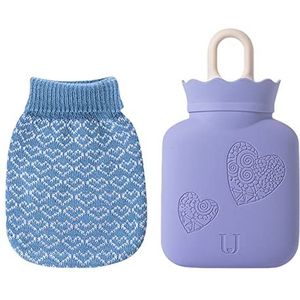 DieffematicRSD Warmwaterkruik Mini Warmwaterkruik Zak Met Zachte Gebreide Cover Draagbare Pocket Verwarming Warmwaterkruik Houden Hand Voet Body Warmer (Color : Blue)