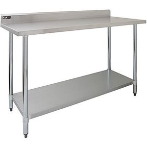 KuKoo RVS Werktafel met Opstaande Rand en Bodemschap 150cm