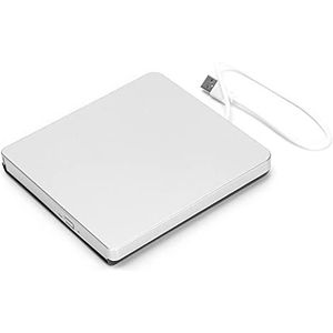 Externe Dvd-drive, Usb 2.0 Draagbare Cd/dvd-drive/dvd-speler voor Laptop Cd-rom-brander Compatibel met XP/Wind10/Vista/7/Linux/OS X(Zilver)
