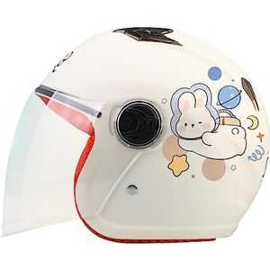 Motorhelm, DOT/ECE gecertificeerde 3/4 helm Retro halve Motorfiets elektrische open ontwerp Lichtgewicht J,50-55(E)