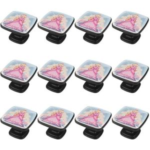 JINANSTAR voor Princess Peach ABS glazen vierkante ladetrekkers met schroeven (12 stuks) - 3 x 2,1 x 2 cm handgrepen voor kasten, dressoirs en meer