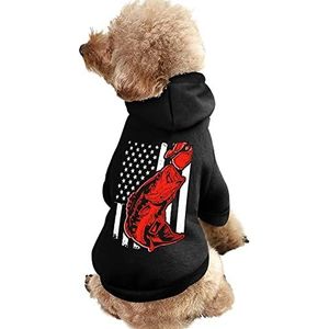 Bas vissen Amerikaanse vlag print huisdier hoodie sweatshirt warme puppy trui winter jas voor kleine middelgrote grote honden katten