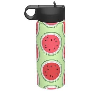WSHFFILO Watermeloen Groen gedrukt 18oz Sport Geïsoleerde Waterkoker Ruimte Kruik Geïsoleerde Water Fles