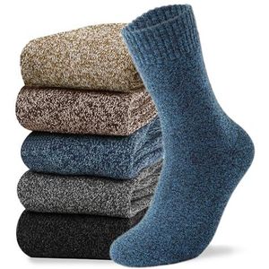 VoJoPi Thermosokken voor heren, 5 paar, warme wintersokken met dikke badstofzool, comfortabel en ademend, maat 39-45