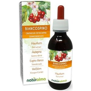 Tweestijlige meidoorn (Crataegus oxyacantha of Crataegus laevigata) Alcoholvrij extract van verse knoppen Naturalma - Vloeibaar extract druppels 120 ml - Voedingssupplement - Veganistisch