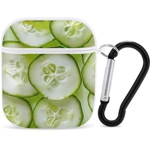 Komkommer Plakjes Leuke Case Voor AirPods 2&1 Schokbestendige Beschermende Hoofdtelefoon Gevallen Cover Met Sleutelhanger Voor Mannen Vrouwen