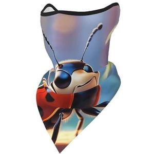 Multifunctionele nekbeschermer bandana voor mannen vrouwen, zomer mesh haai gedrukt gezicht sjaal hoofddeksels voor buiten sport, Lieveheersbeestje, one size
