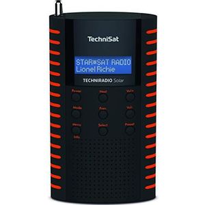 TechniSat TechniRadio Draagbare DAB radio op zonne-energie, DAB+, FM, hoofdtelefoonaansluiting, opladen via zonnepaneel, IPX 5 spatwaterdicht, zwart/oranje