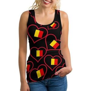 I Love Belgium Red Heart dames tanktop mouwloos T-shirt pullover vest atletische basic shirts zomer bedrukt