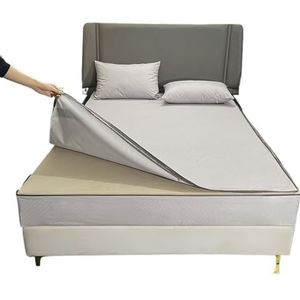 NUOYIXUAN Waterdichte matrashoes met rits zes zijden all-inclusive matrasbeschermer hoeslaken (grijs, aangepast formaat (bericht))