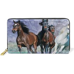 Kunst Cool Animal Horse Leather Womens Rits Portefeuilles Clutch Coin Case