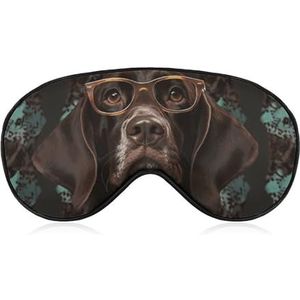 Slaapmasker, zacht, comfortabel oogmasker met verstelbare riem, oogbedekking, Duitse kortharige wijzer in bril, oogschaduw voor mannen en vrouwen, werk, reizen