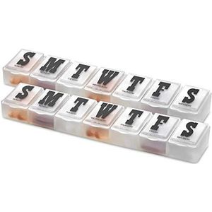 Weekly Pill Organizer - Pack of 2 - Pill Planner to Separate Pills & Vitamins Each Week, Medication Reminder Daily Monday to Sunday Compartments for Travel & Purse