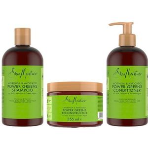 SheaMoisture Moringa & Avocado Power Greens sulfaatvrije shampoo, conditioner en haarmasker voor broos, dof, krullend haar 3-delig