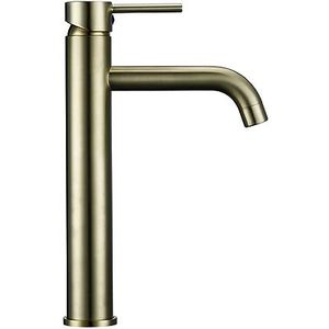 MWYDVHYOT Luxe hoge kranen badkamerkraan ronde mat zwart witte borstel koperen wastafel mengkraan badkamer vat wastafel kranen (groen brons)