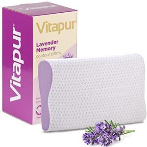 Vitapur Nekkussen & hoofdkussen | orthopedisch neksteunkussen voor een goede nachtrust | zijslaapkussen | ideaal voor vliegreizen | met ontspannende lavendel aromatherapie