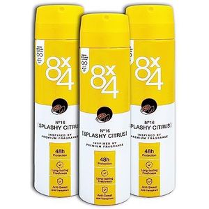 3-delige set 8x4 deodorant spray N°16 Splashy Citrus deospray 3 x 150 ml