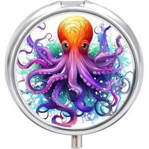 Draagbare Pillendoos Pil Case Kleurrijke Octopus Reizen Pillendoos Kleine Pil Case Dagelijkse Pil Container Pil Organizer Pocket Geneeskunde Doos Leuke Pil Case
