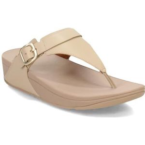 Fitflop Dames Lulu verstelbare lederen teen post wig sandaal, Latte Beige, 39 EU